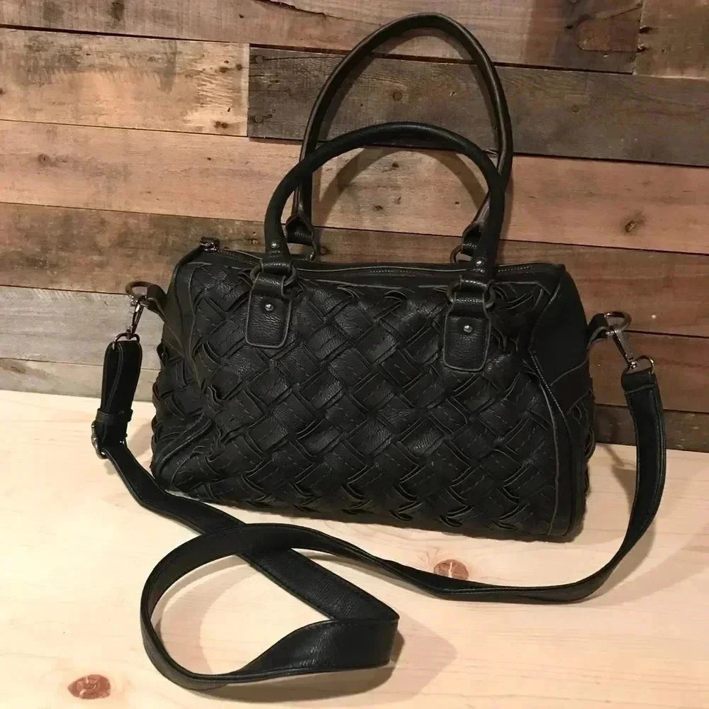 Mellie Bianco Sydney Double Handle Woven Satchel Bag